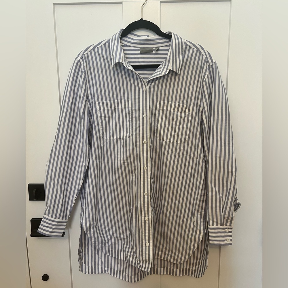 Athleta long striped shirt button down cover up